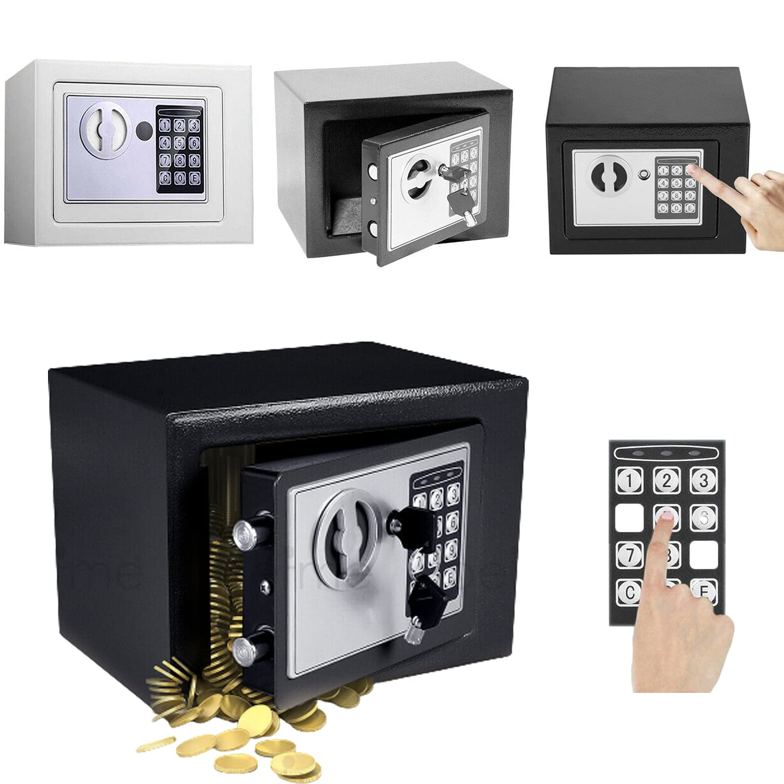 8.5L Digital Steel Safe Box Electronic Security Home Office Money Cash Safety Box 2 Emergency Keys Fireproof Safe for Money Document Jewelry (Black)