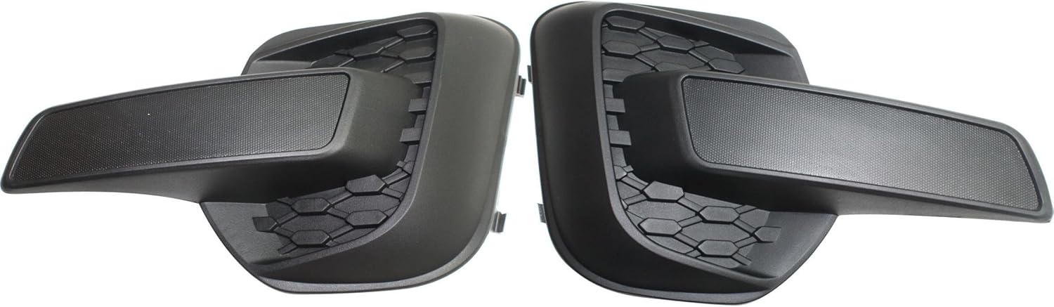 Front Left Driver & Right Passenger Set Bumper Fog Light Hole Cover Grille Insert Replacement For 2010-2015 Chevrolet Equinox LS & LT Without Fogs Black Textured Plastic GM1038128 GM1039128 25798751