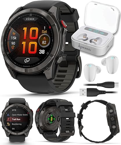 Miniatura 46 de Wearable4U Garmin Fenix 8 – 2 pulgadas, reloj inteligente multideporte GPS AMOLED, zafiro, titanio con banda de silicona naranja brillante/grafito,