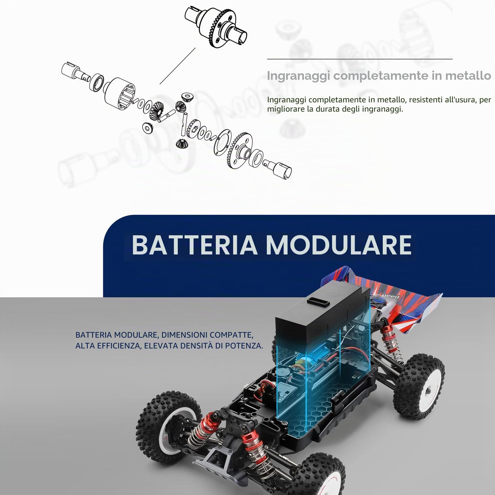Goolsky WLtoys 124008 - Auto telecomandata, fuoristrada, 60 KM/H 1/12, ad alta velocità, 2,4 GHz, 4 WD, 2000 mAh, motore senza spazzole, per bambini e adulti