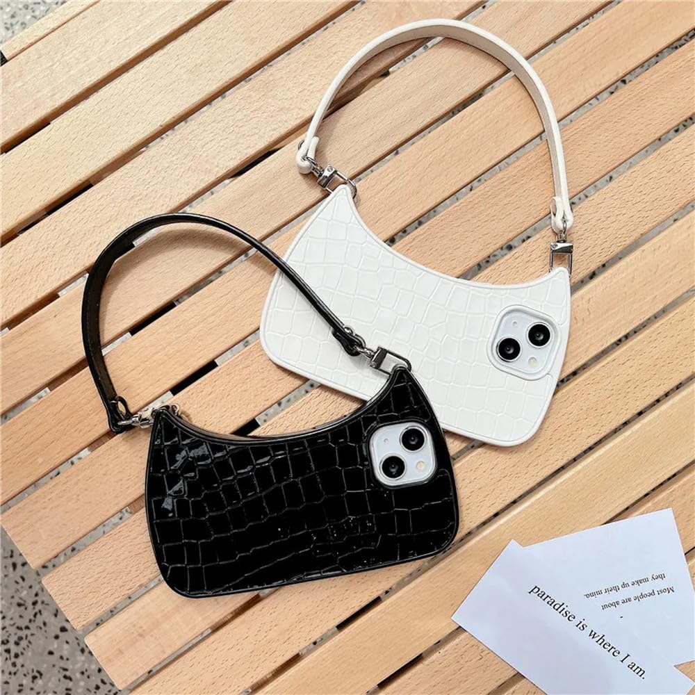 Funda de teléfono con diseño de Bolso de Moda Simple para iPhone 11, 13, 12, 14, 15 Pro MAX, Linda Funda Trasera de TPU Suave para teléfono, Color Blanco, para iPhone 14 Pro