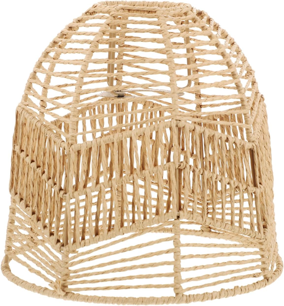 Rattan Lamp Shade, Boho Wicker Woven Pendant Light Lamp Shades Replacement for Chandelier, Floor Table Hanging Light