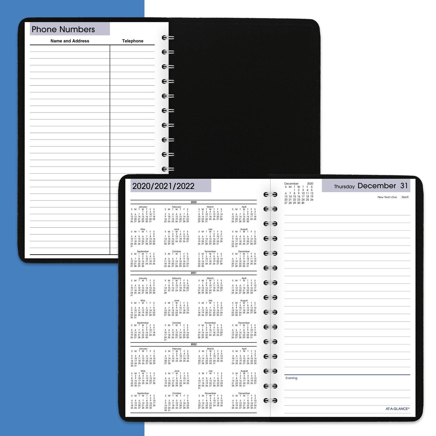 Agenda giornaliera 2021 di AT-A-GLANCE, 12,7 x 20,3 cm, piccola, DayMinder, Basic, nero (SK460021)