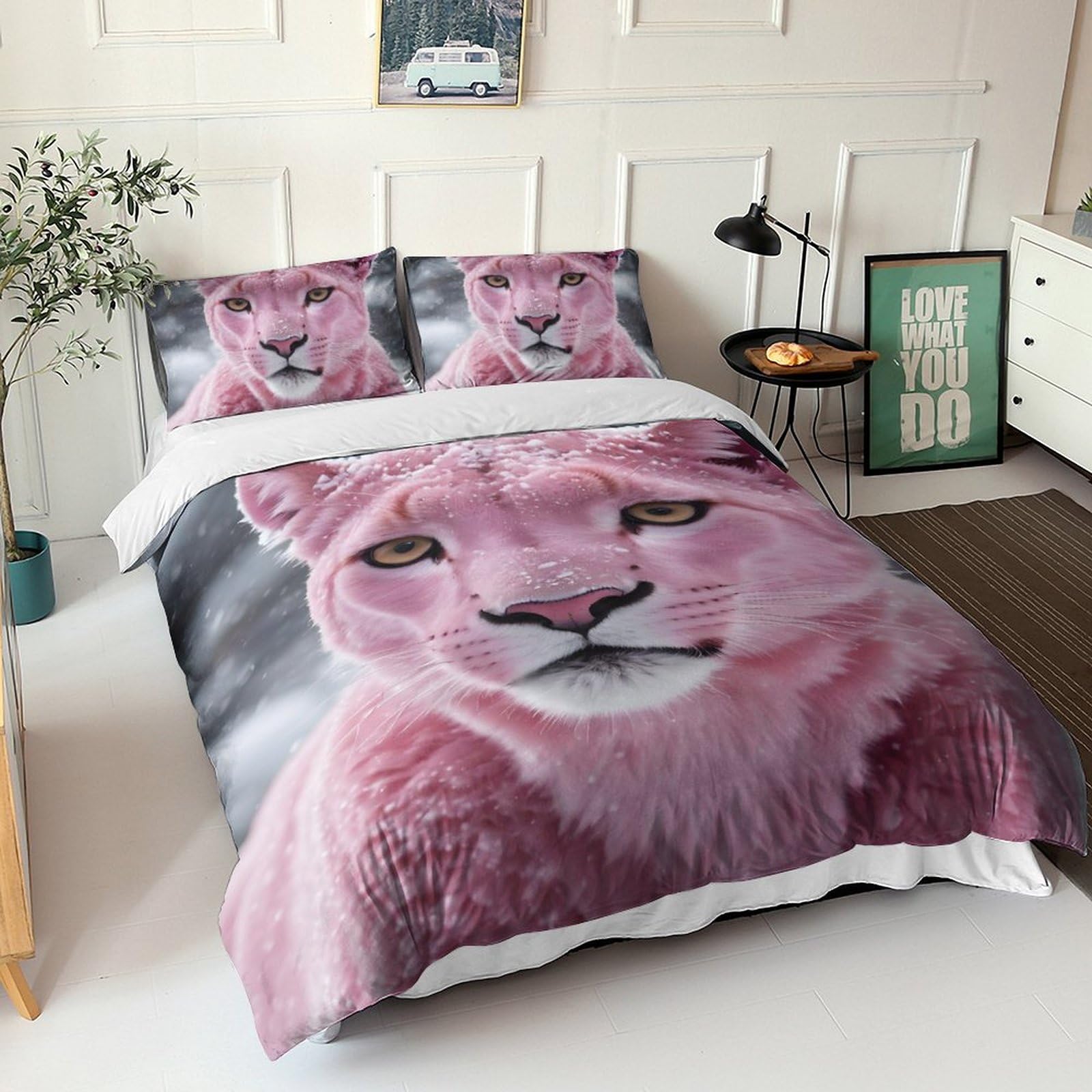 Chambre décor 3pcs de lit premium sur le thème animaux et nature sauvage