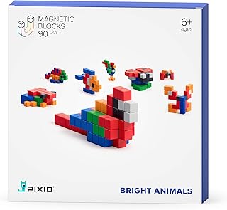 PIXIO Magnetic Building Blocks - Bright Animals Story Series - Magnetic Blocks Building Toys - Boys Toys Age 6-8 - Magnetic Toys 6-7 Year Old Boys - 90 pcs