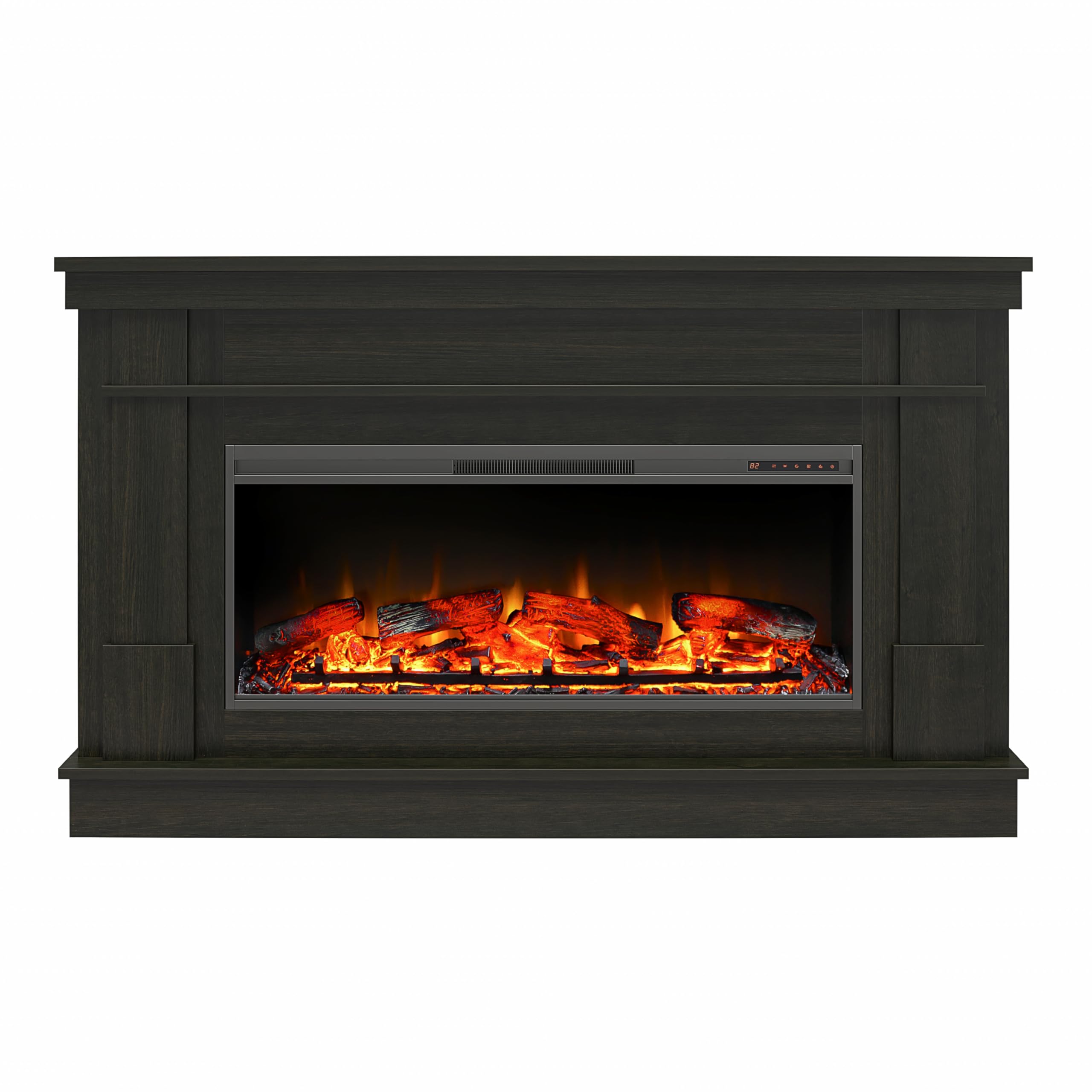 Ameriwood Home Elmcroft Wide Mantel w/Linear Electric Fireplace in Charred Oak