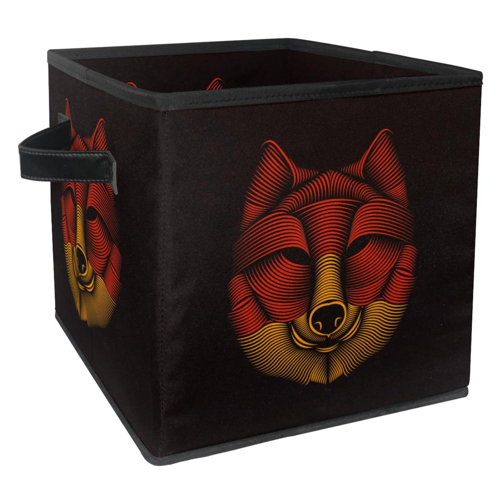 Cube de rangement en tissu motif loup pour un dressing moderne