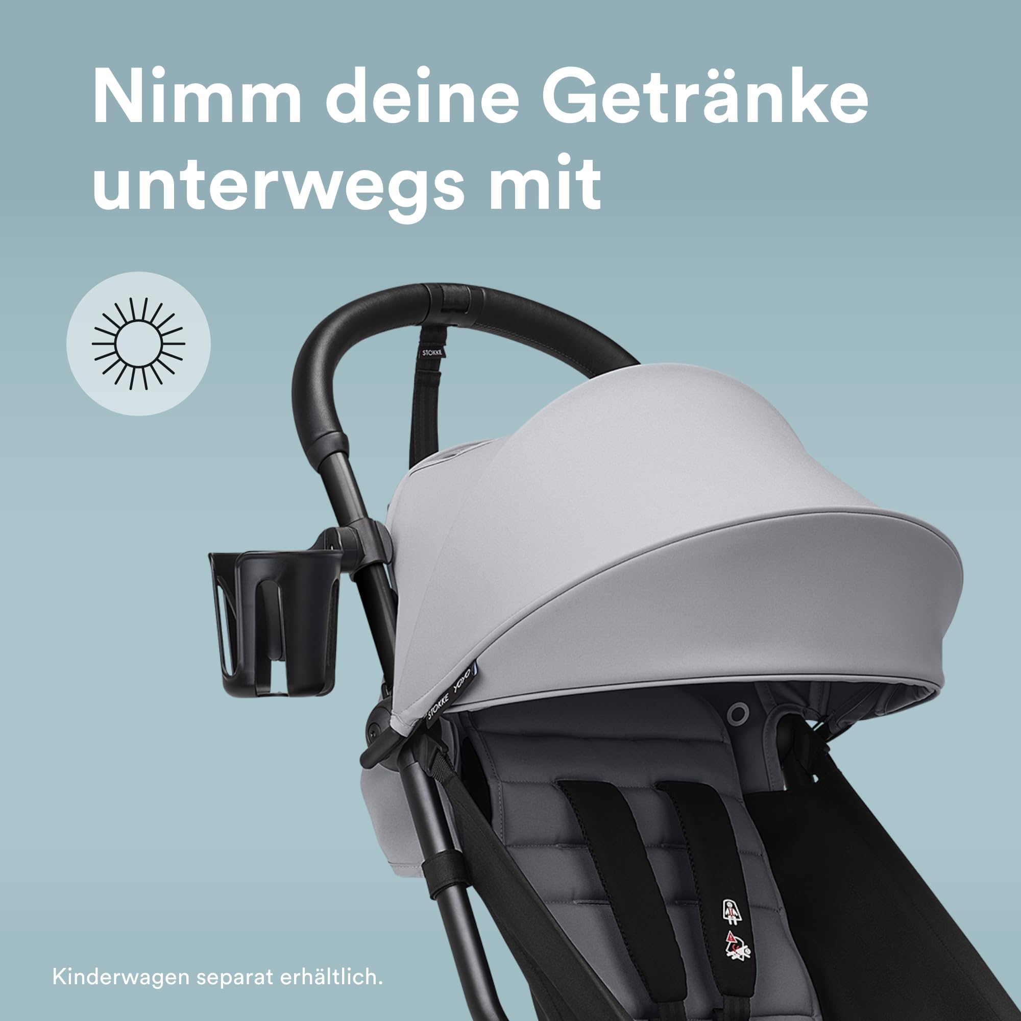Stokke YOYO Becherhalter - Einfach an sechs verschiedenen Punkten am YOYO Kinderwagen zu befestigen