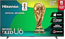 [50% off] Hisense 55" Class U6 Series Mini-LED 4K UHD Smart Fire TV (55U65QF, 2025 Model) - QLED, Native 144Hz, HDR10+, Dolby Vision IQ, Dolby Atmos, Game Mode Pro, ALLM, Alexa Built in, Black