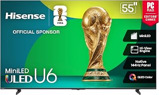 Hisense 55U65QF 55 Inch U6 Mini-LED 4K UHD 144Hz QLED Fire TV Dolby Vision