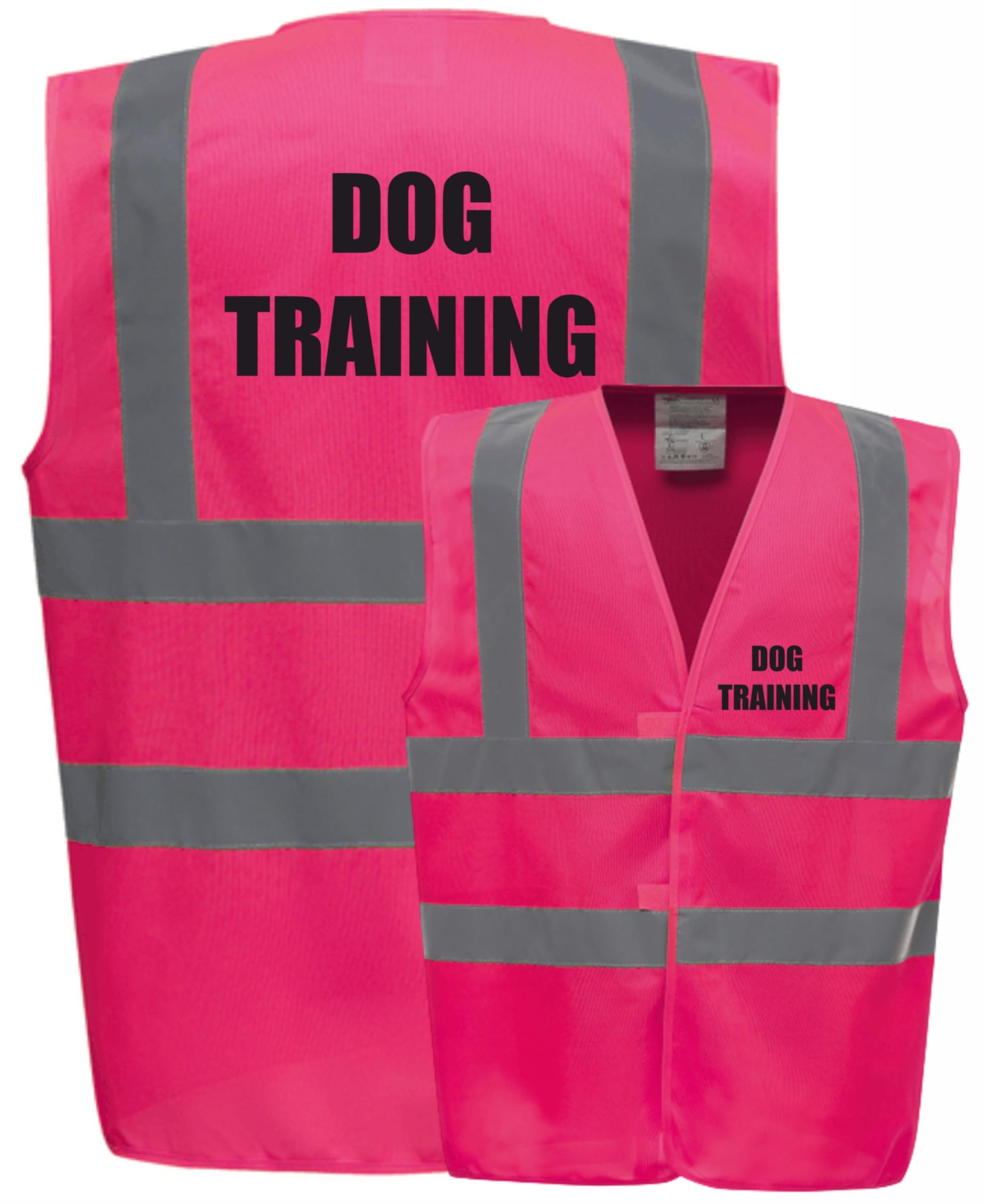 Dog Training, Dog Walker Pink Hi Viz Vis Vest Reflective Waistcoat Jacket Road Safety High Visibility, Medium