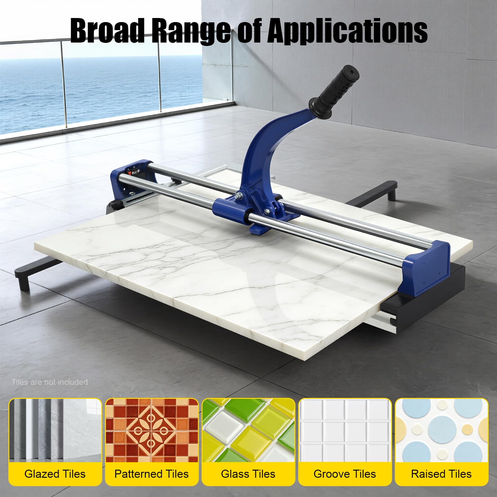 Cortador de azulejos manual de 600 mm, máquina de corte de azulejos profesional, posicionamiento láser infrarrojo, doble riel para azulejos de cerámica, porcelana, longitud de corte de 60 cm