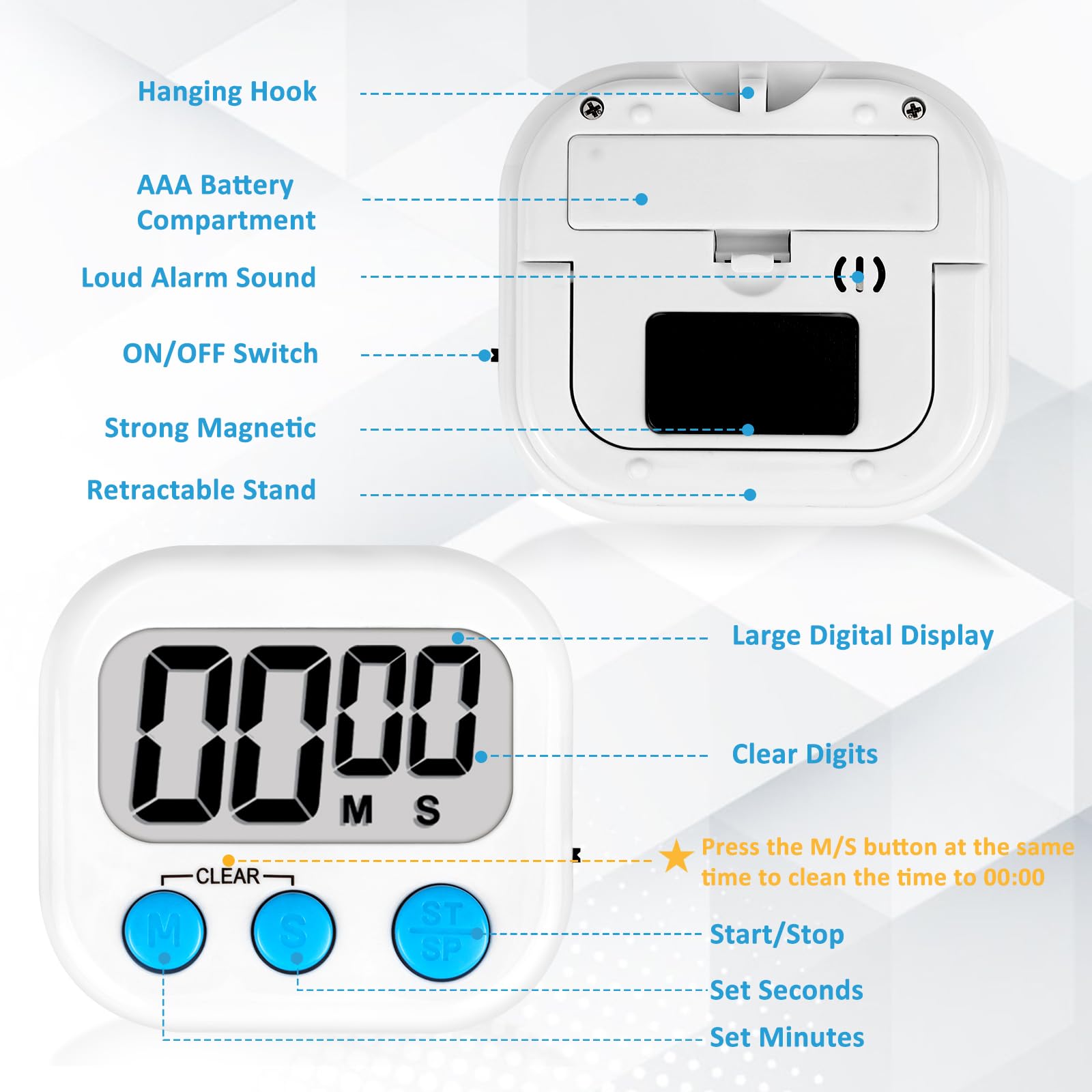 ZILLEEN Klassenzimmer-Timer für Kinder, Klassenzimmer, magnetisch, digital, Küchentimer zum Kochen, Lehrer, Fitnessstudio, Spiel, 12 Stück