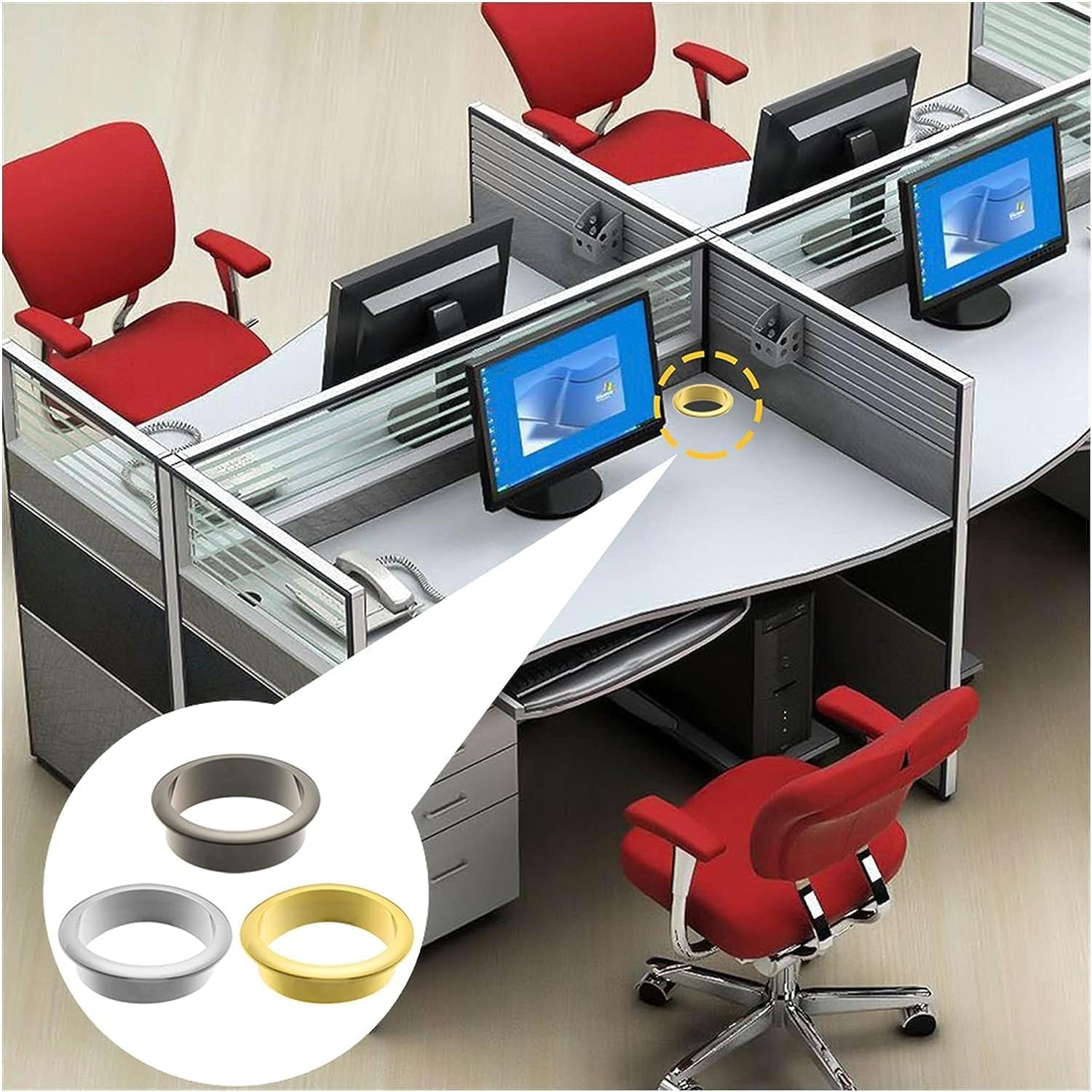 Desk Hole Cover，Desk Grommet 25-80MM Round Cable Line Box Cable Grommets Office Computer Desk Outlet Port Wire Rack Furniture Hardware Desktop line Organization Grommet