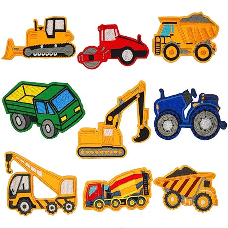 9PCS Kids Engineering Vehicle Iron on Patches