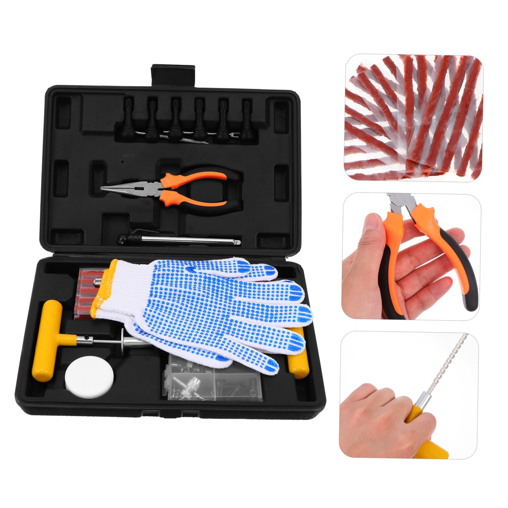 MAGICLULU Kit de Reparación de Neumáticos para Coche y Motocicleta, 100 Piezas, Acero y Goma, Portátil para Reparación Rápida Lugar | Herramientas de Acero, Goma, Aleación de Aluminio y Plástico, Uso en Coche, Reparación Rápida