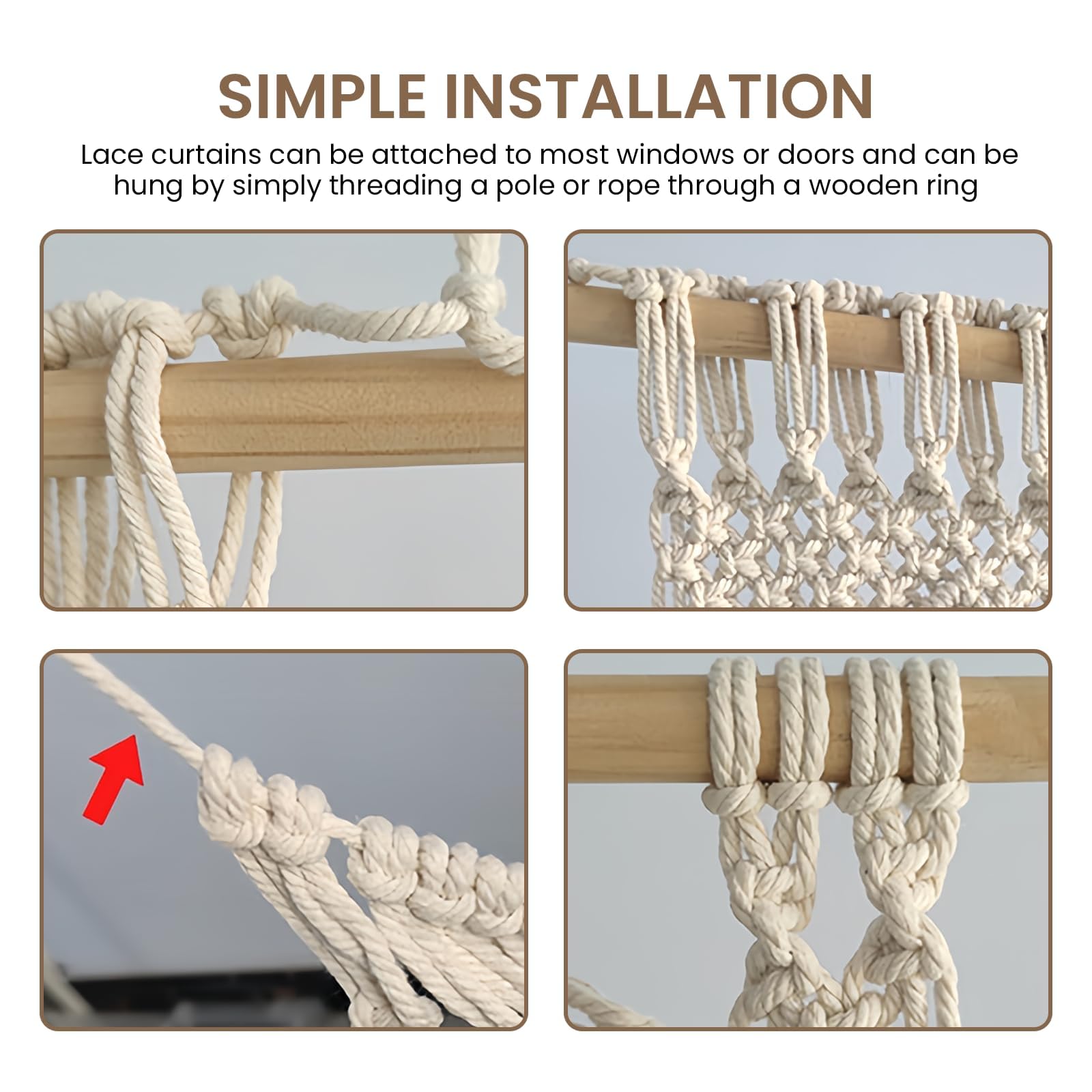 BORDEAG Arazzo da parete Macramé Tessuto a mano: Macramé Boemia Nordic Cotone, Tenda da parete Decorazione da parete in cotone, per soggiorno, camera da letto, casa, matrimonio, 100 x 180 cm