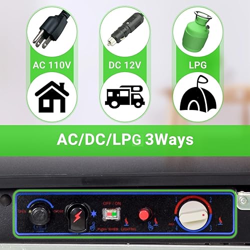 Miniatura 2 de Refrigerador de propano para autocaravana, 3 vías LPG110V12V, refrigerador de 12 voltios para refrigeradores de gas RV fuera de la red, sin