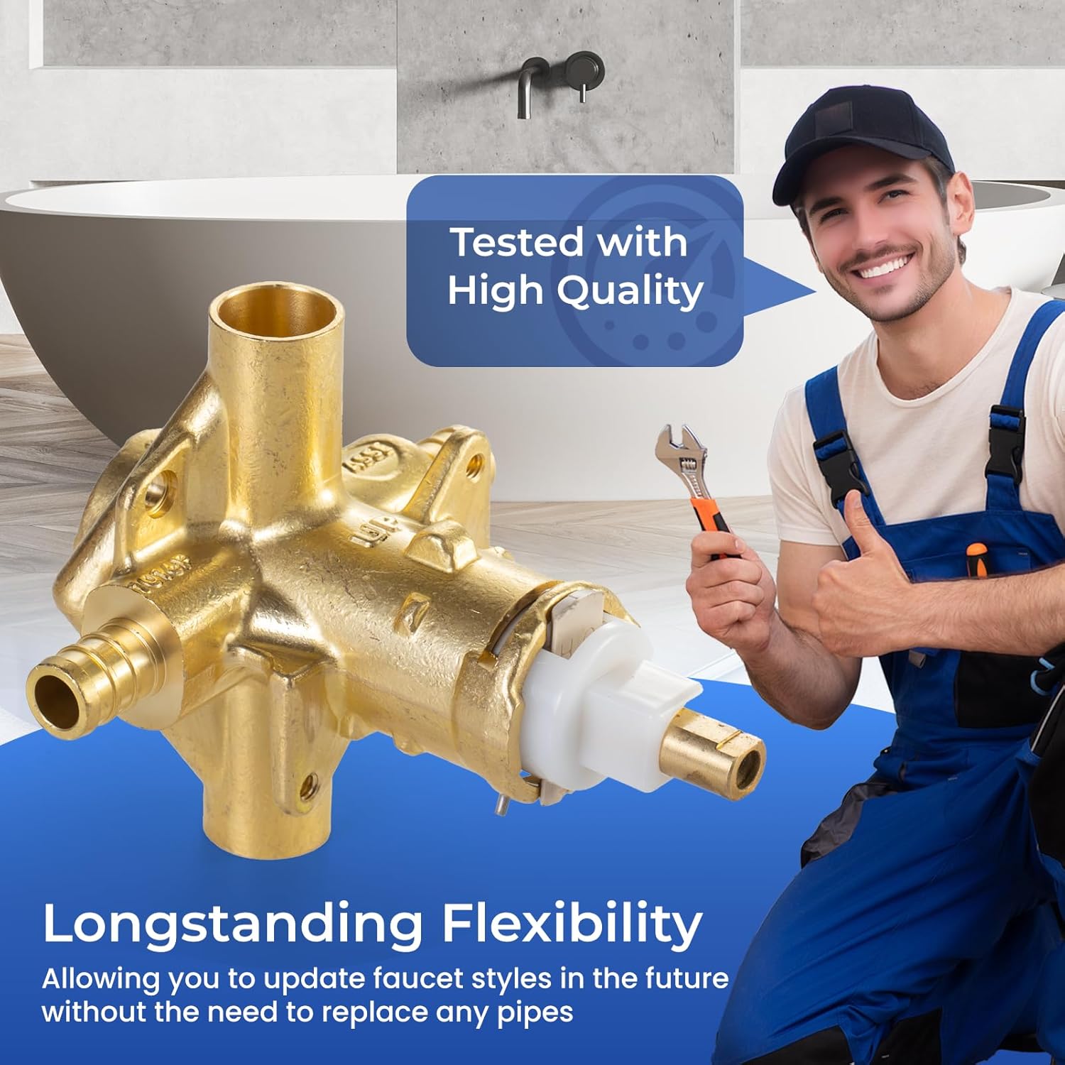 Replacement 2580 Brass Pressure Balancing Shower Valve, 1/2-Inch Crimp Ring PEX Connection with 1222 Cartridge Trim Kit – Plumber-Grade Moen 2580 Shower Valve