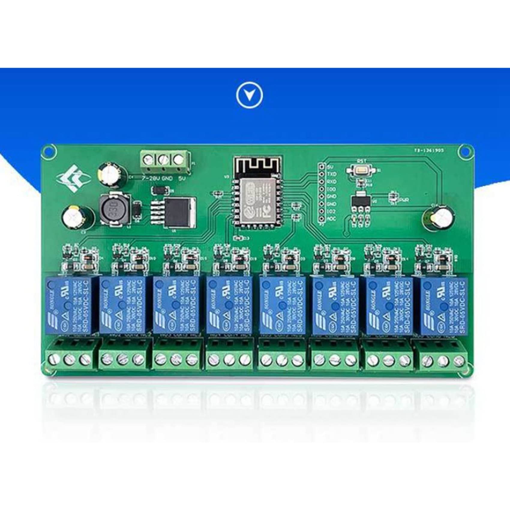 ESP8266 Lot de 4 modules de relais WiFi 8 canaux ESP-12F Carte de développement 5 V/7-28 V Module WiFi sans