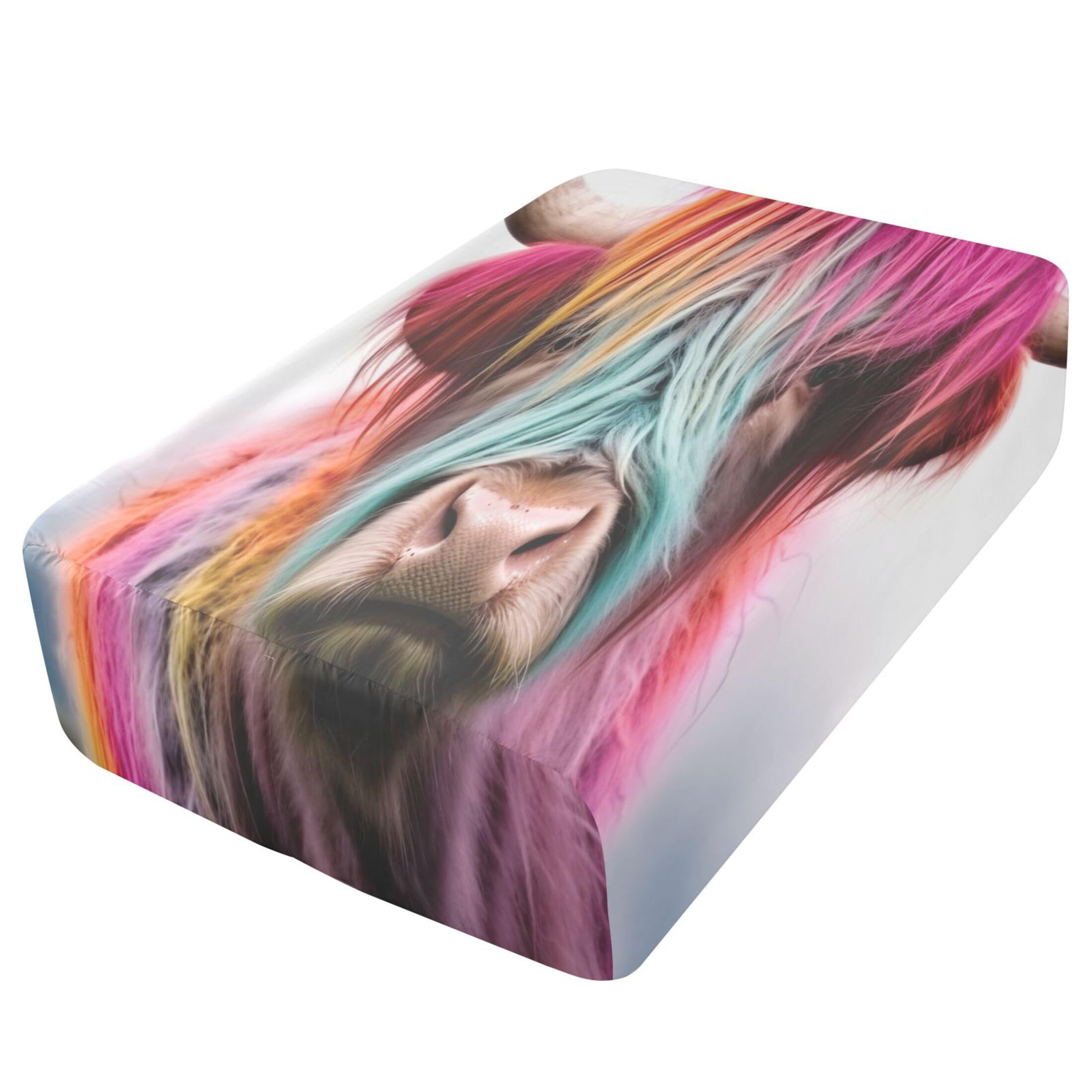 Highland Cow - Sábana bajera ajustable individual para colchón de aire, bolsillo extra profundo de 24 pulgadas, funda suave y transpirable con apertura de válvula de cremallera para cama de