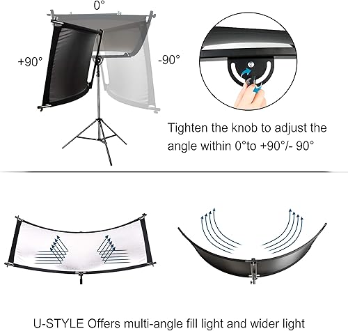 Miniatura 3 de FUDESY Clamshell Reflectordifusor de luz, reflector curvado de iluminación de fotografía de 67 x 24 pulgadas para fotografía de estudio fotográfico