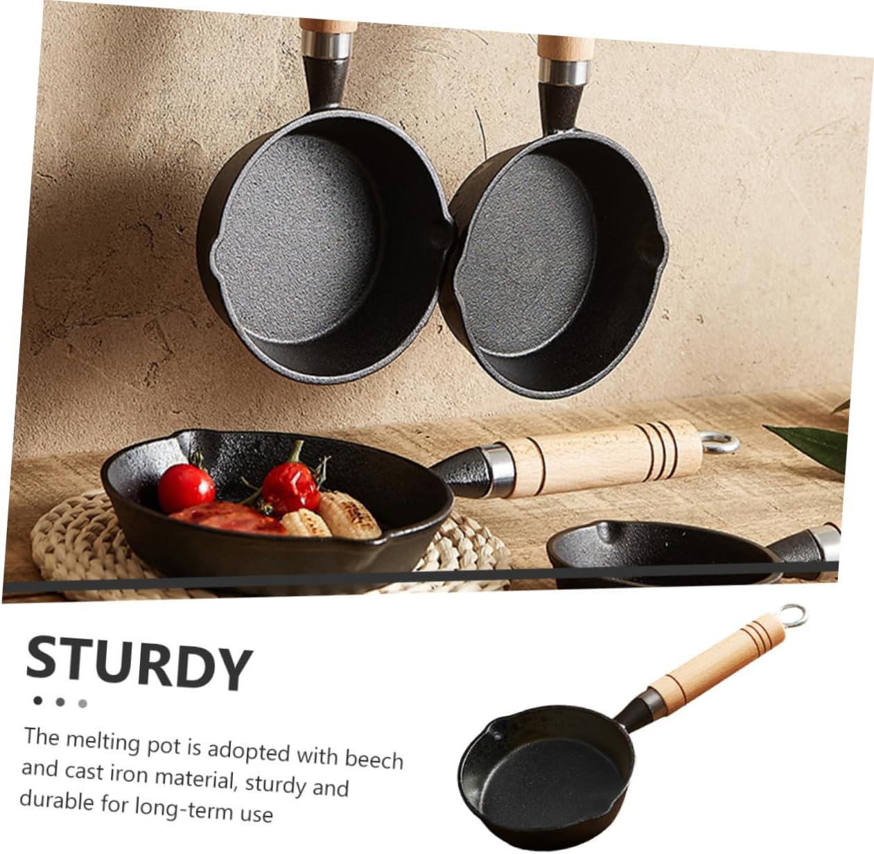 Cast Iron Skillet Frying Pan Lid Melted Butter Warmer Pot Small Butter Melting Pot for Cooking Camping Kitchen Gadget