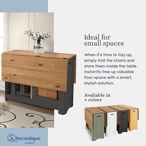 Miniatura 5 de Santos Butterfly Juego de Comedor – 4 sillas plegables ensambladas + 1 mesa plegable – Mesa que ahorra espacio con sillas anidables – Compacto y