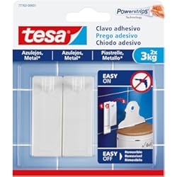 Adhesivos Para Ceramica De Cocina tesa Clavo Adhesivo para Azulejos y Metal 3 kg, Clavo Adhesivo de Alta Resistencia para Superficies Lisas en Baños y Cocinas, Gancho de Tira, Sostiene hasta 3 kg