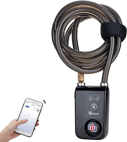 NUNET NULOCK - Candado Bluetooth para bicicleta, resistente al agua, 71 pulgadas, cable de acero antirrobo, control por aplicación sin llave, alarma