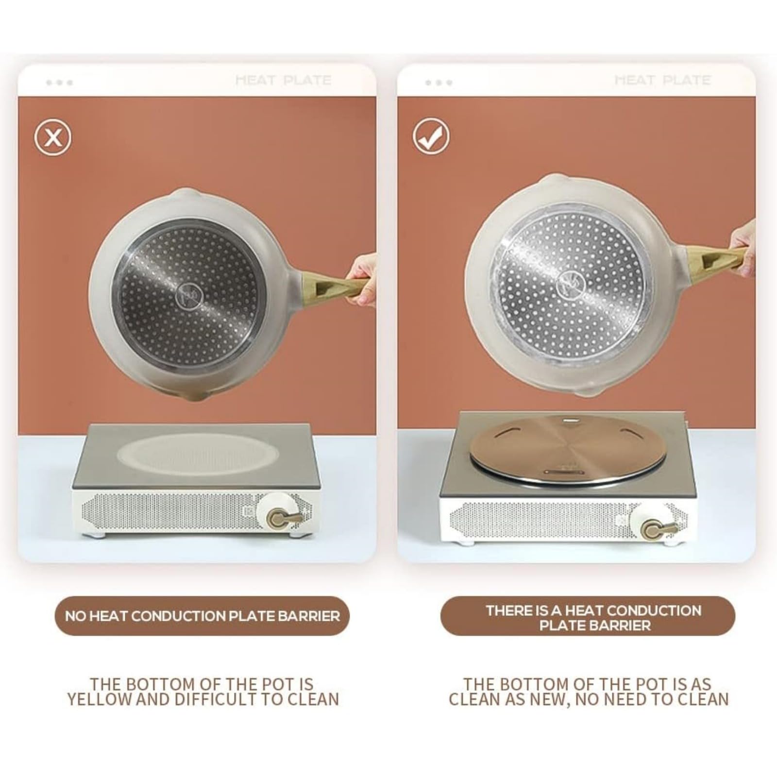 Piastra Adattatore e Diffusore di Calore per Piano Cottura a Induzione, in Acciaio Inossidabile con Manico Rimovibile e Compatibile con Fornelli a Gas e Elettrici (Argento, 20cm)