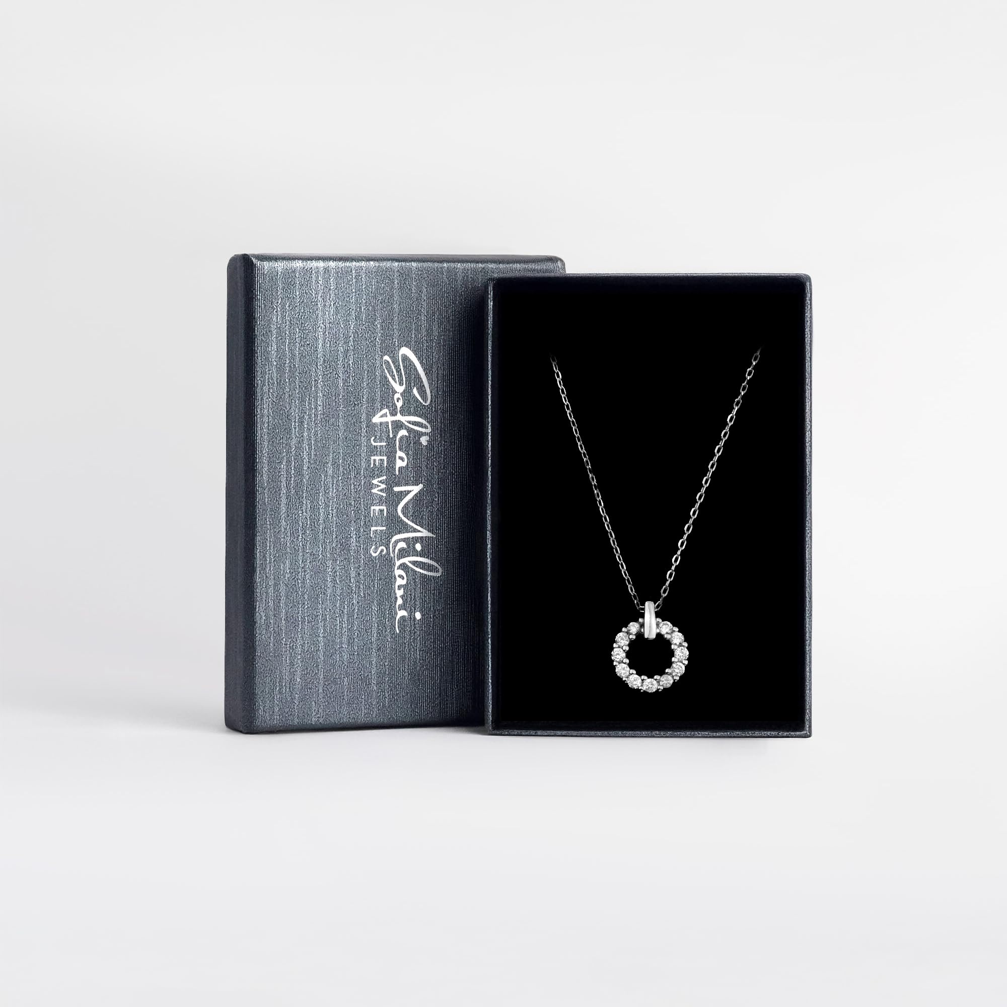 Sofia Milani - Collana da Donna in Argento 925 - con Pietra Zircone - Ciondolo a Cerchio