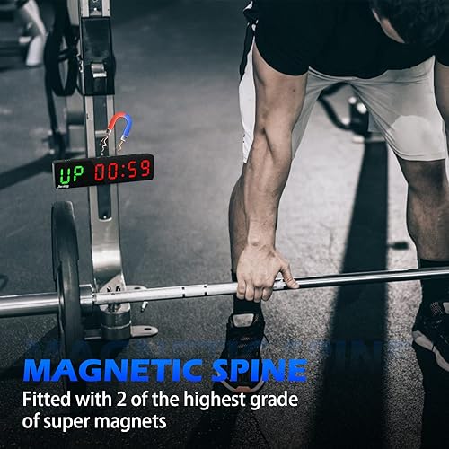 Miniatura 7 de Temporizador de gimnasio portátil, reloj de entrenamiento con batería recargable e imán integrado, cronómetro cuenta regresivahacia arriba para
