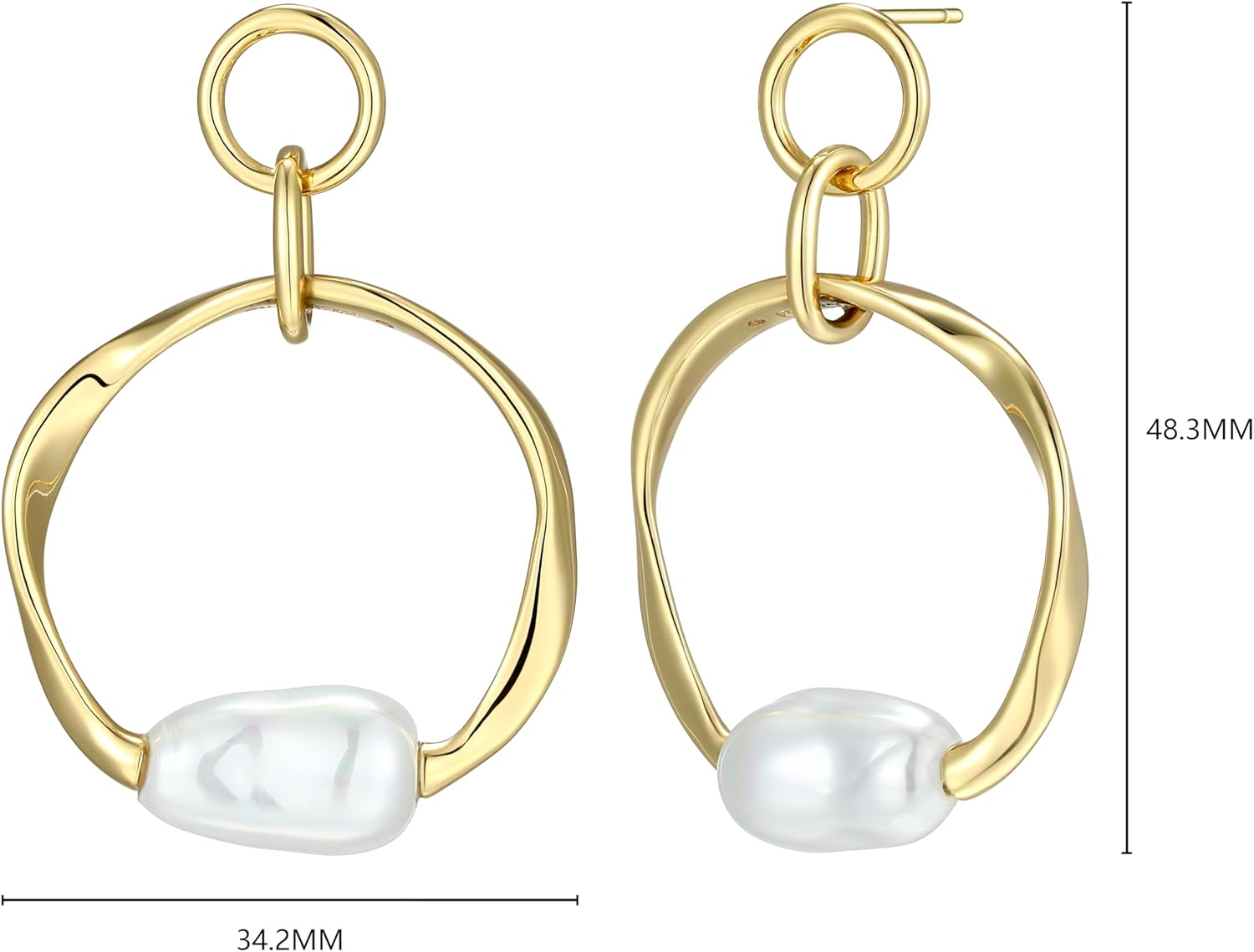 Amazon Essentials (Demi's Pick) Baroque Pearl Women's Hoop Earrings - Gold-Tone Fine Silver Plated Open Circle Design - Image 4