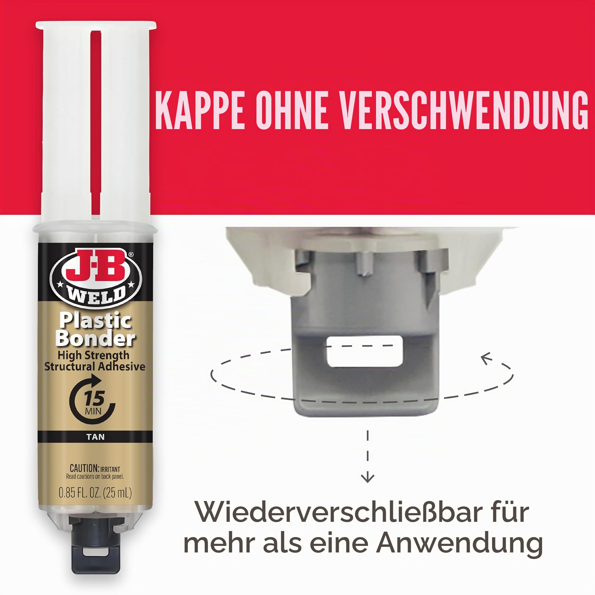 JB Weld TRA50133-TEX Kunststoff-Bindespritze, Hellbraun, 1 Stück