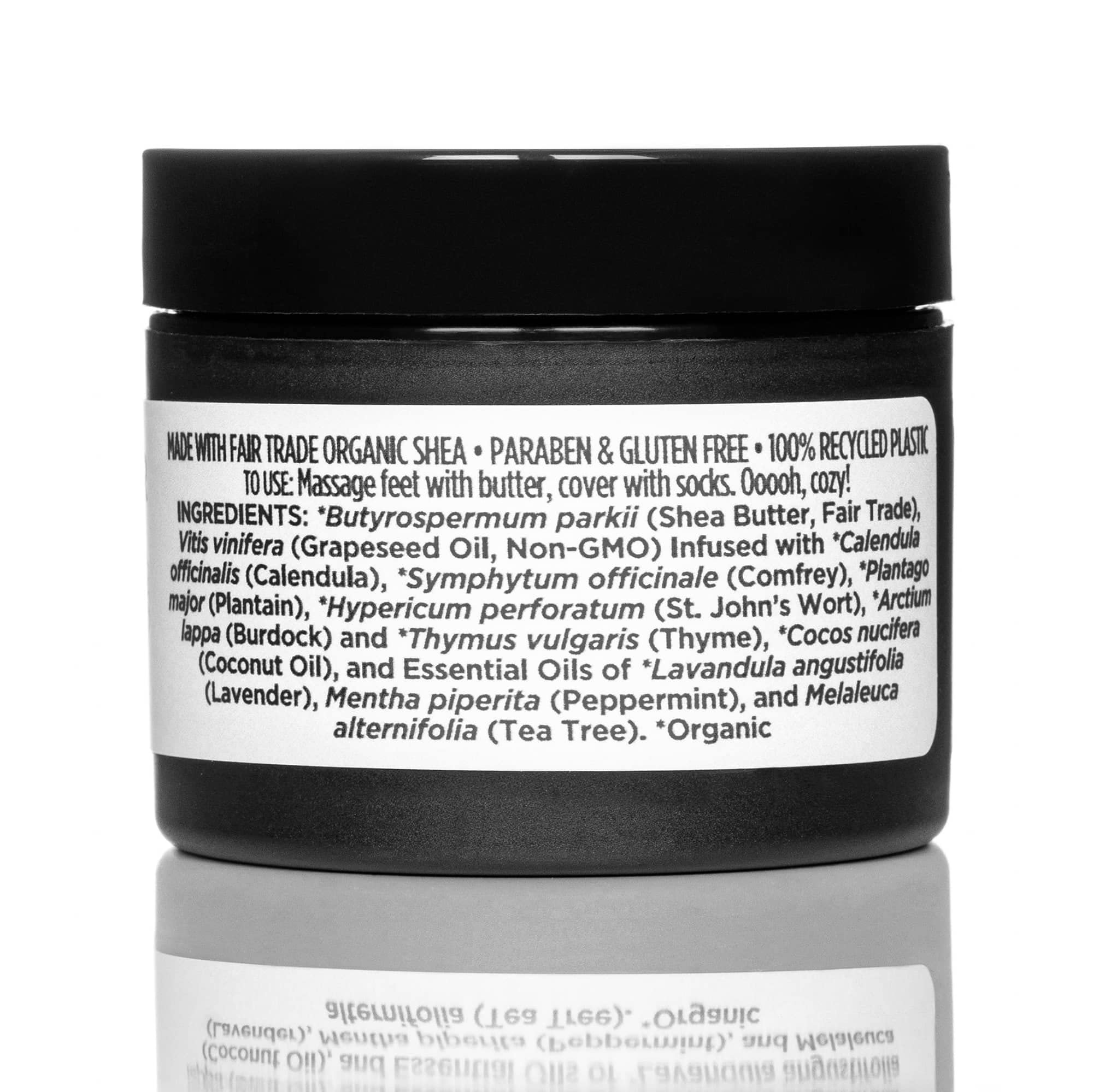 Mantequilla para el cuidado de pies, bálsamo para talones, bálsamo para pies, crema reparadora para talones y pies secos agrietados, lavanda, árbol de té y menta, tarro de plástico 100% reciclado, 5