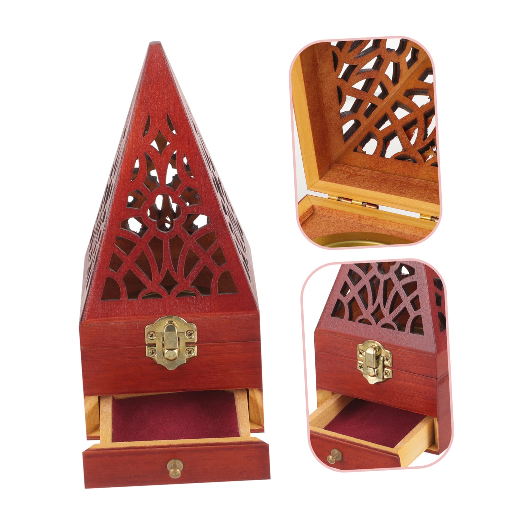 Abaodam 3stücke Holz Räuchergefäß Mit Schublade Vintage Pyramiden Design Für Aromatherapie Büro Und Zuhause Kompakt Kreativ Und Dekorativ Für Räucherstäbchen