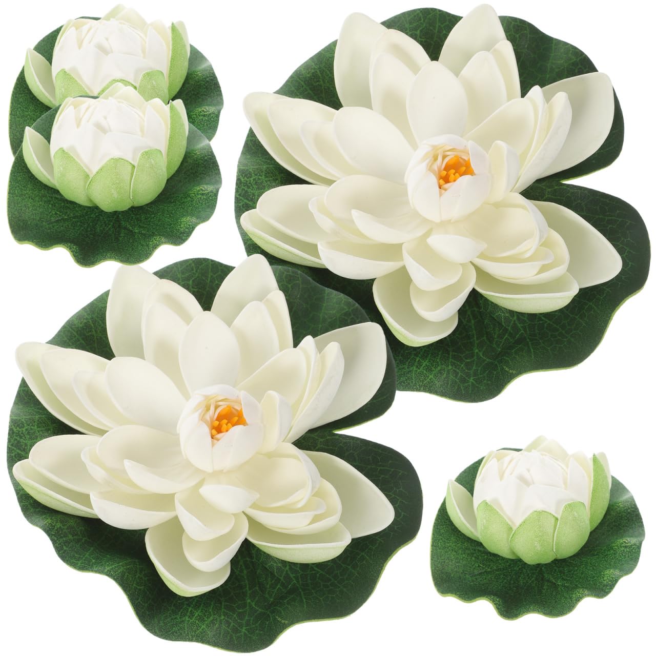 Clispeed White Artificial Lotus Flower: 5 Pcs Pond Plants For Small Pond Outdoors, Floating Flowers For Water Lily Pads Ornament For Garden Patio Pool Aquarium Decoration
