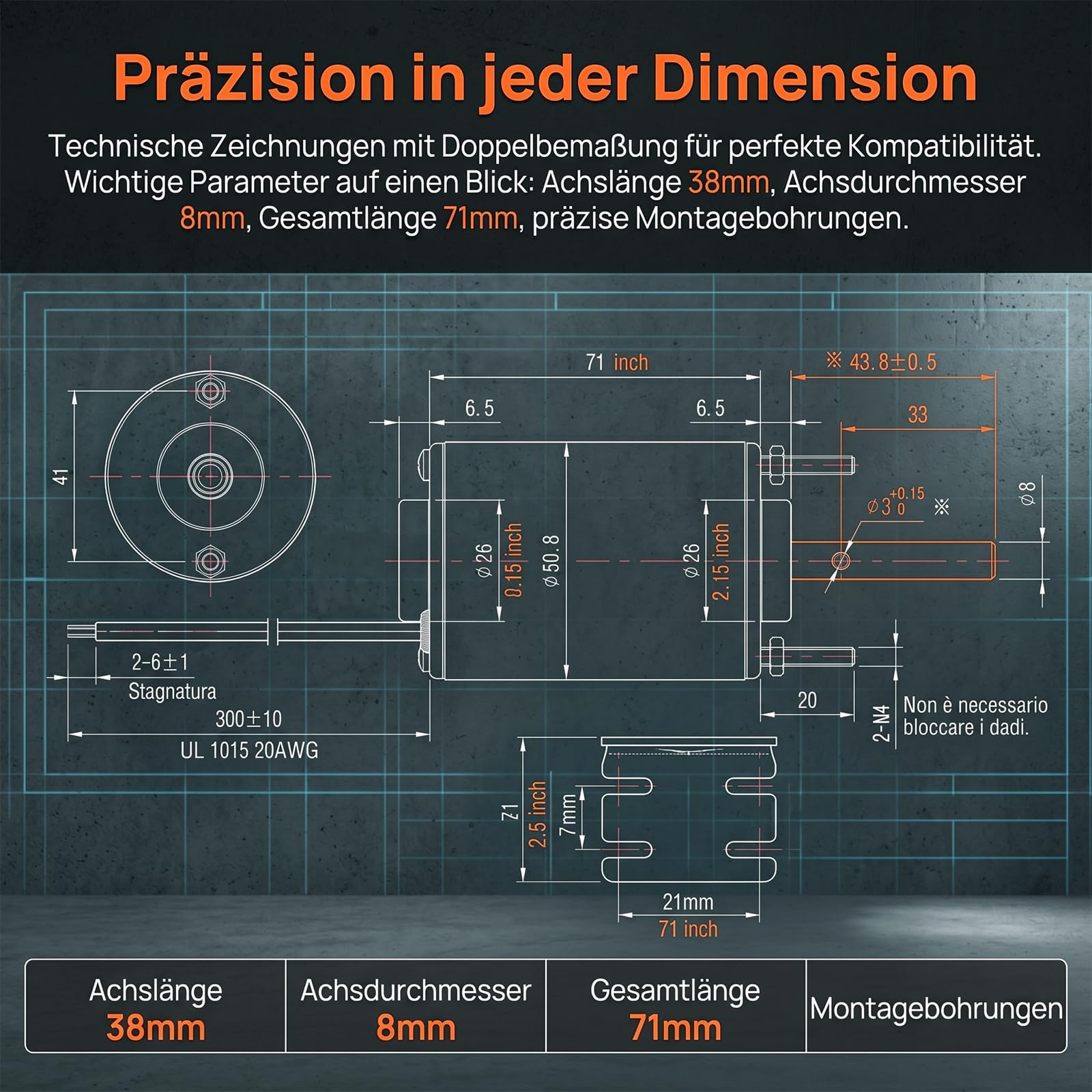 12V/24V DC Motor 30W mit 38mm Gewindewelle | 3500/7000 RPM Permanentmagnetmotor | Leiser Elektromotor für DIY & Generatoren,inklusive Motorhalterung