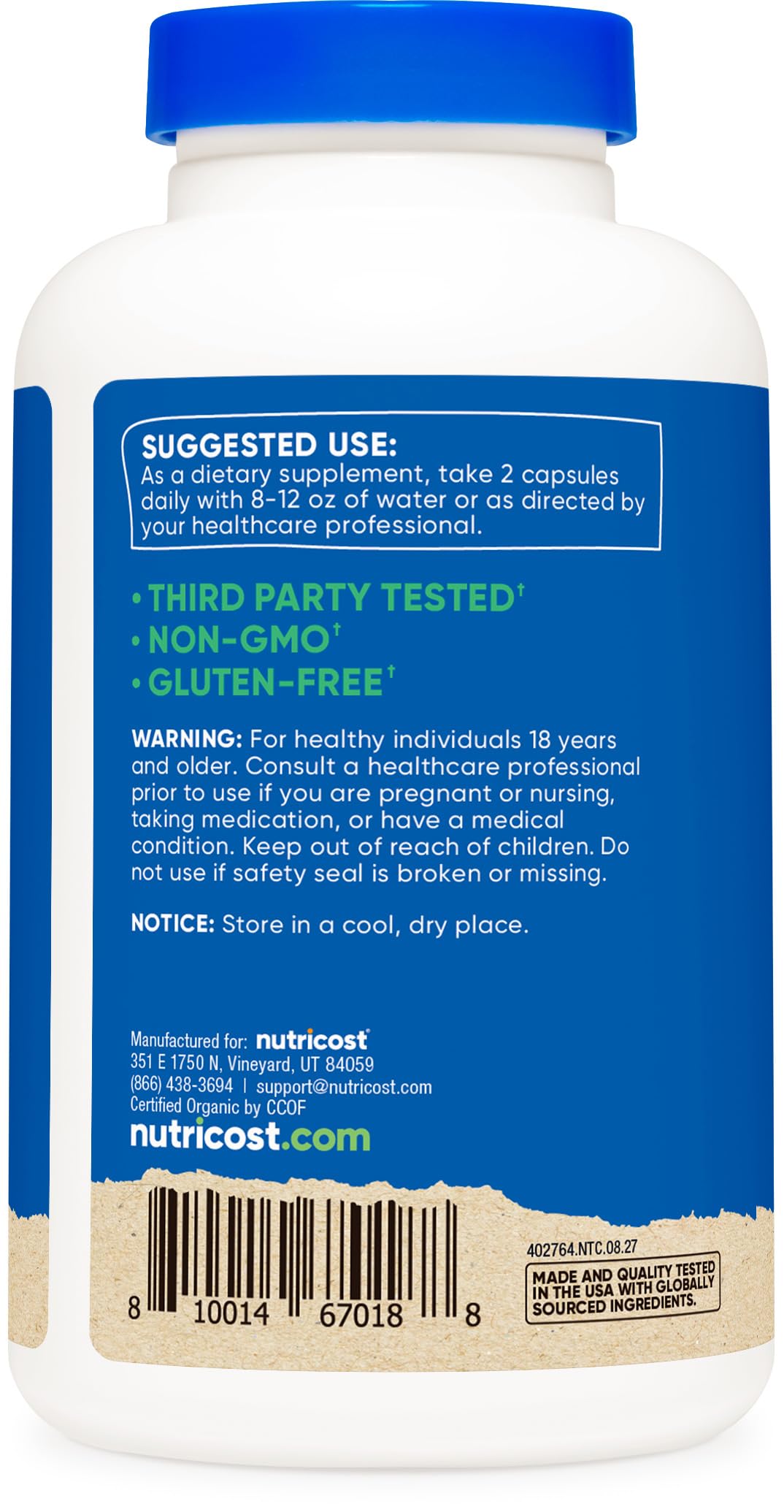 Nutricost Organic Shiitake Mushroom (1000mg) 180 Capsules, CCOF Certified — Amazon image 4