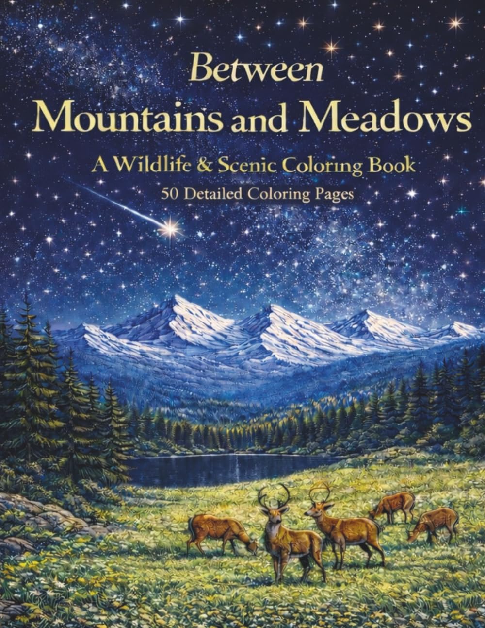 Between Mountains and Meadows: A Wildlife and Scenic Coloring Book