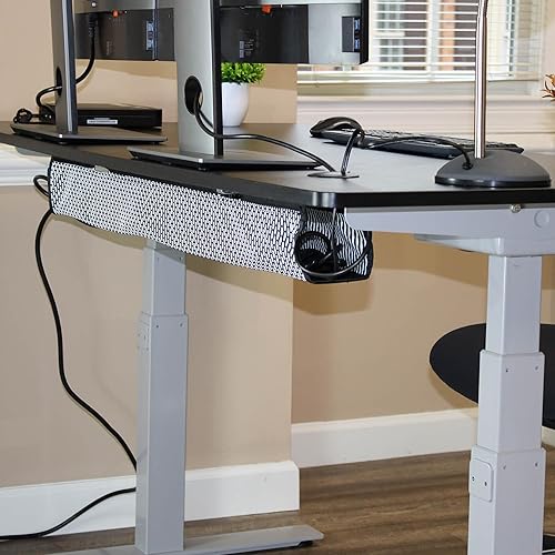 Miniatura 7 de PERFECT POSTURE Organizador de cables de malla, organización de cables debajo del escritorio con correas ajustables, malla flexible, diseño de fácil