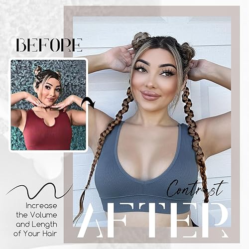 Miniatura 10 de Dreamlover Extensiones de cabello trenzado para cola de caballo con lazos para el cabello, extensiones largas de cola de caballo para mujer,