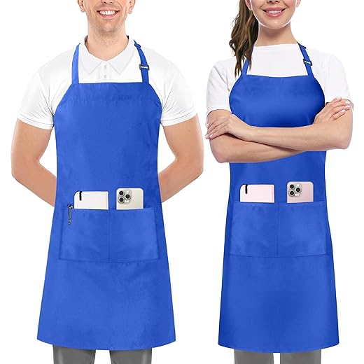 Utopia Kitchen 2 Pack Bib Apron, Adjustable with 2 Pockets, Water and Oil Resistant, Cooking Kitchen Chef Apron for Women Men