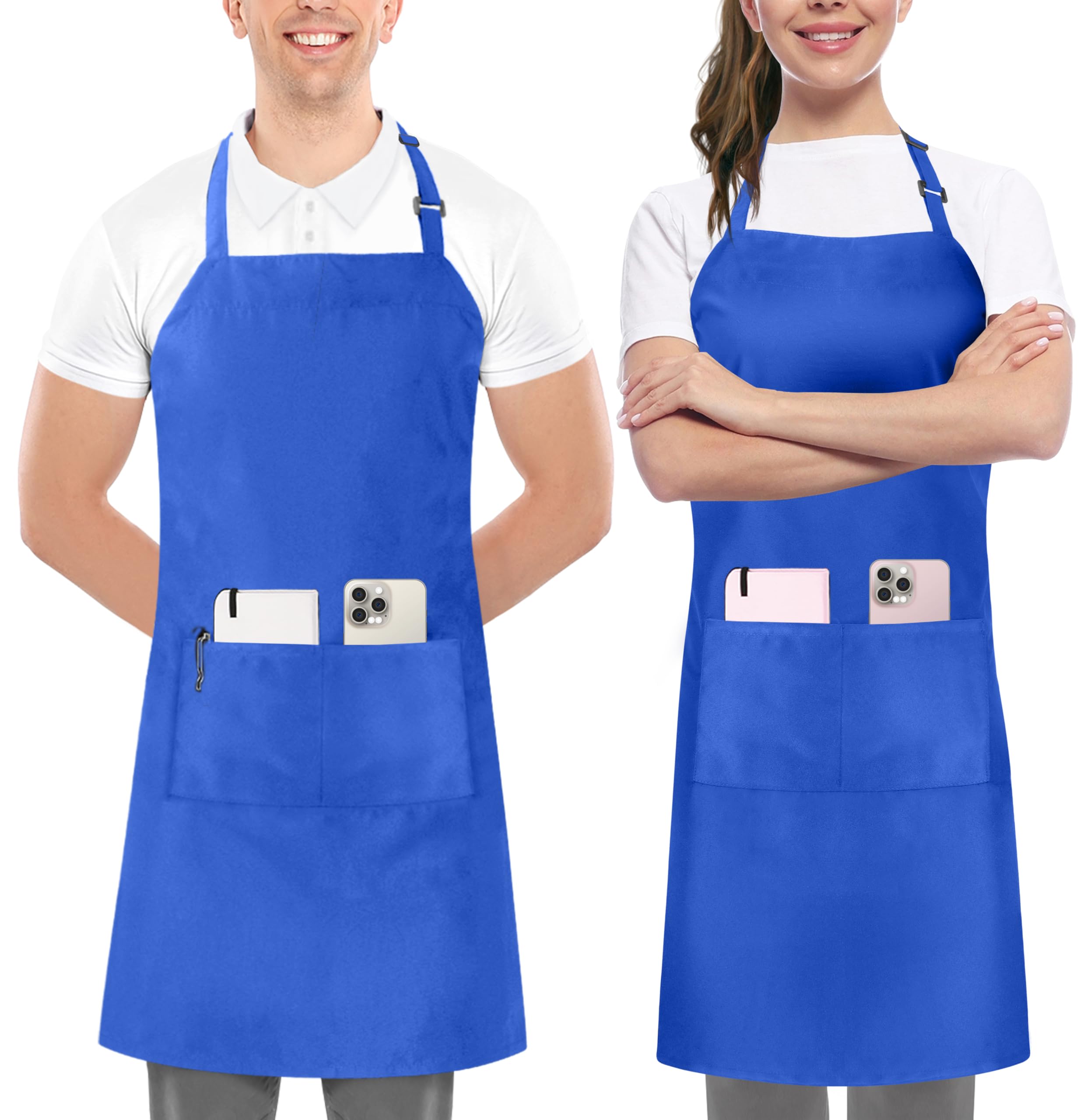 Utopia Kitchen Adjustable Bib Apron with 2 Pockets Waterdrop Resistant Chef Cooking Kitchen Aprons Women, Men with Long Ties