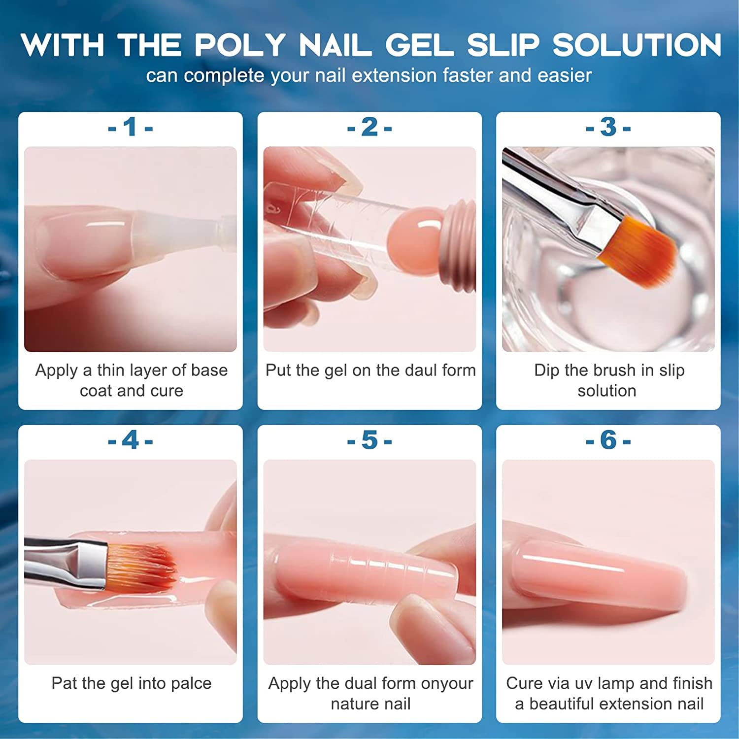 Morovan Slip Solution Poly Gel Big 8Oz 240ML Extension Nail Gel Slip Solution With Brush Anti-stick Gel Liquid Solution Bottle Cap as A Cup Poly Gel Solution Liquid Easy DIY Gel Solution at Home