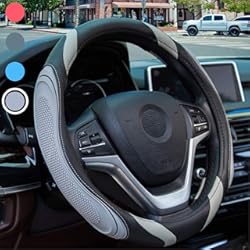 Funda Volante Prius Plus Funda Volante Coche Cuero - Sportage Funda Volante Universal Gris 37-38cm, Antideslizante Funda Volante Transpirable, Gris