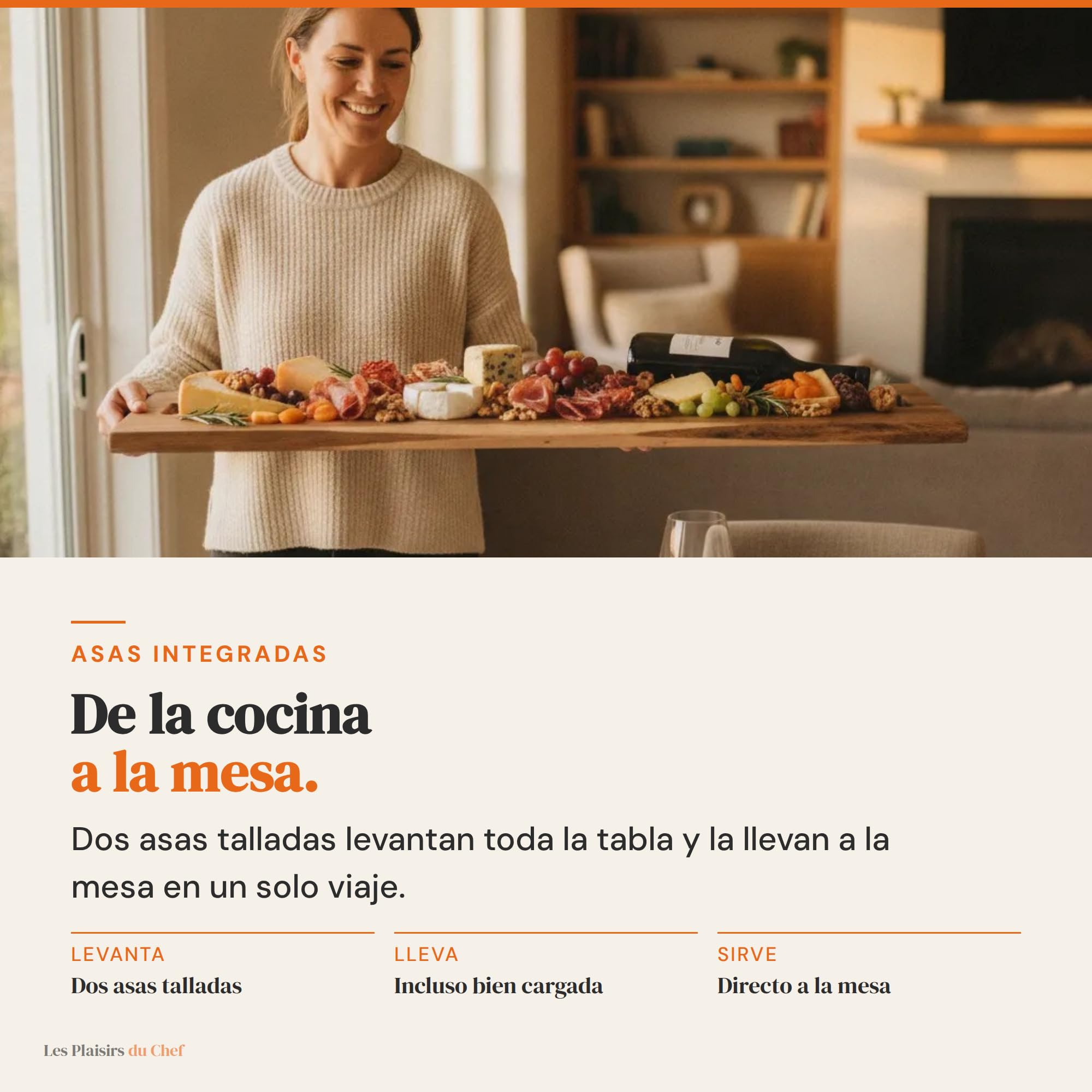 Tabla de Servir XXL 91,5 cm Madera de Acacia – Quesos y Charcutería