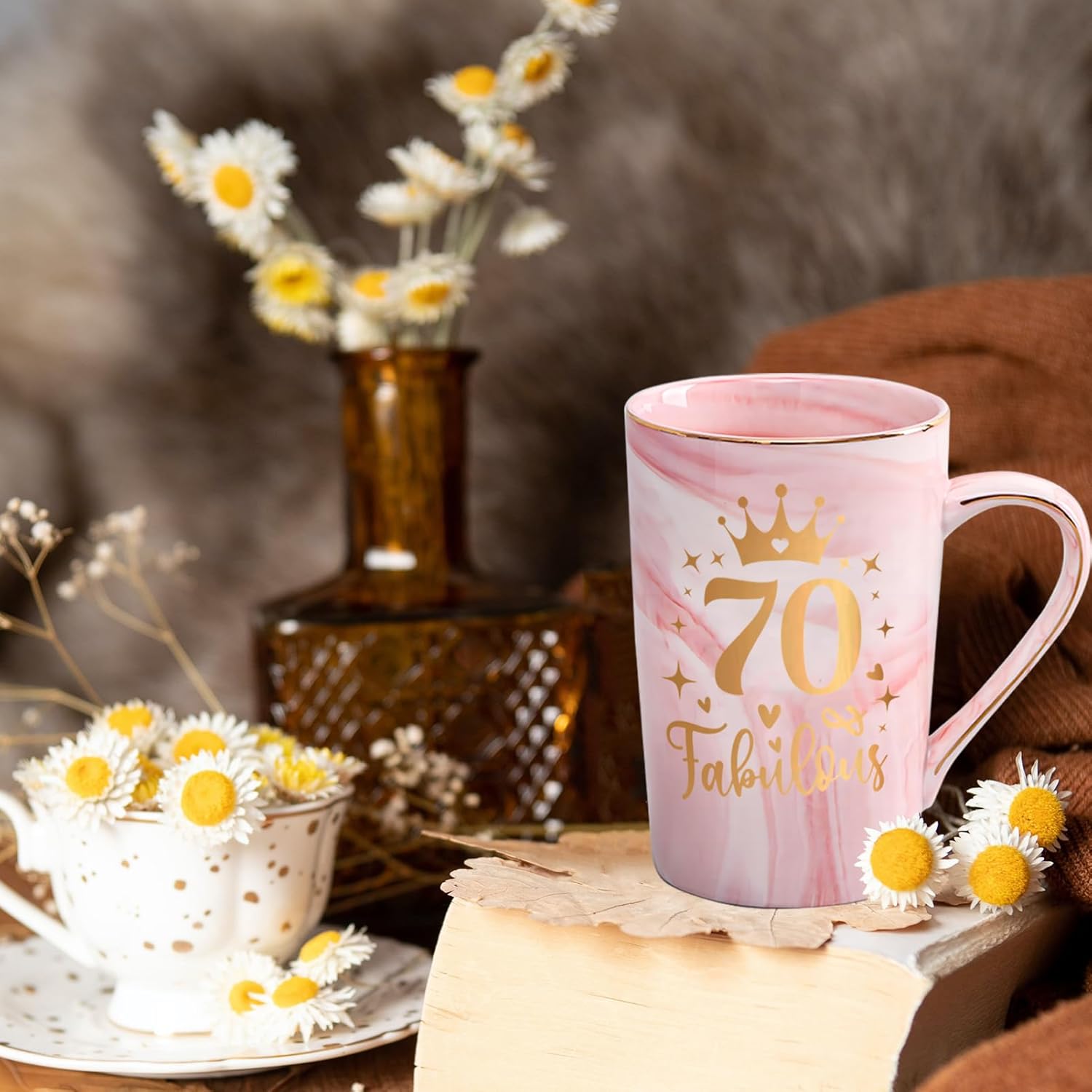 70th Birthday Gifts Women 70 Years Old Fabulous Funny Seventy Birthday Coffee Mugs Cup Ideas for Mom Sister Female Coworker Friend, 14Oz Pink - Image 6