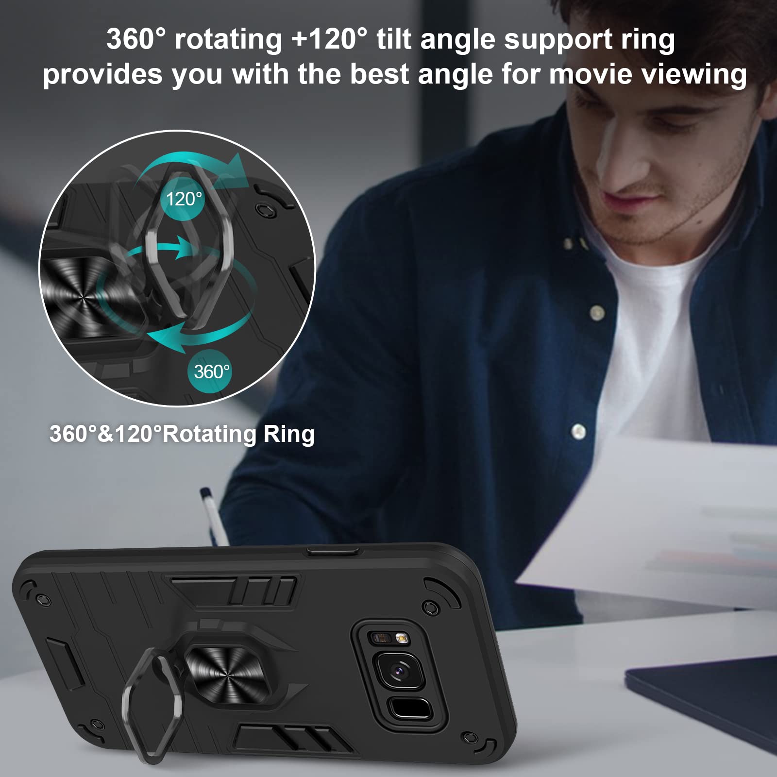 Funda para Xiaomi Redmi Note 15 Pro 5G, Carcasa Antigolpes con Soporte anular metálico, Case Protectora de Grado Militar, Azul — view 637